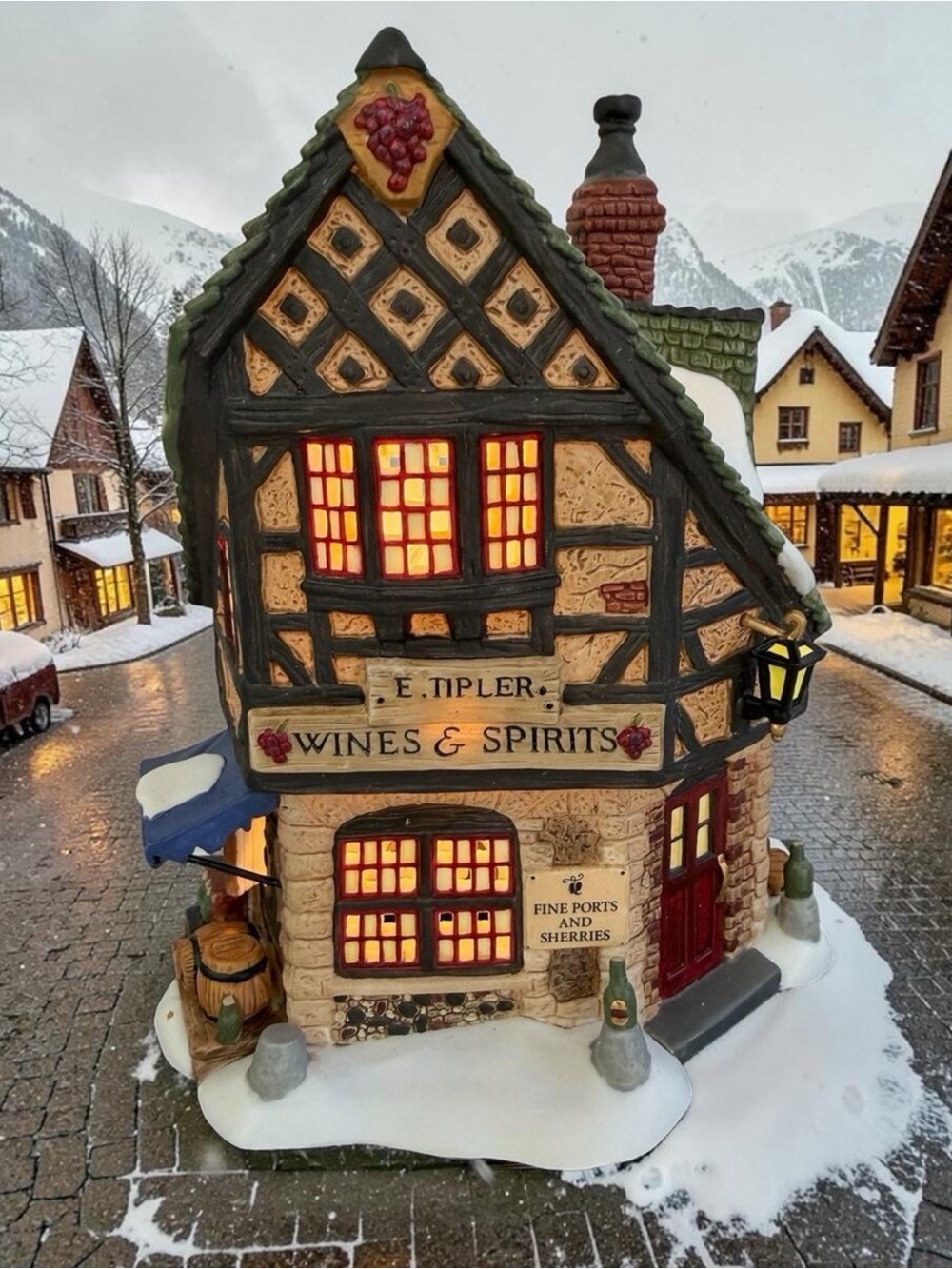 E. Tipler Wine & Spirits Illuminated Holiday Village House -